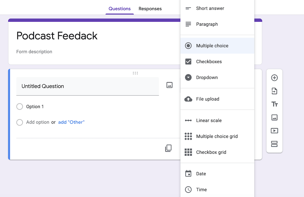 Question dropdown - Google Forms