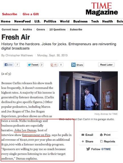 EntrepreneurOnFire in TIME Magazine