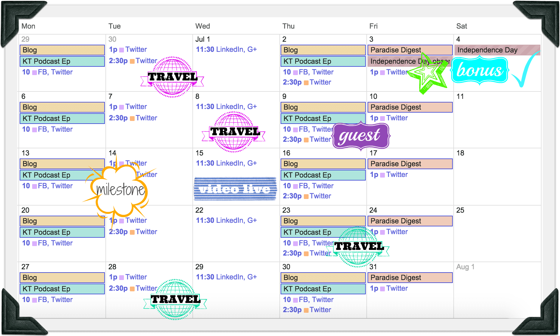 Content Creation Calendar Template Summafinance