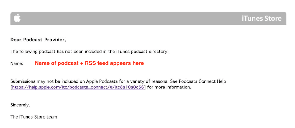 podcast removed from iTunes