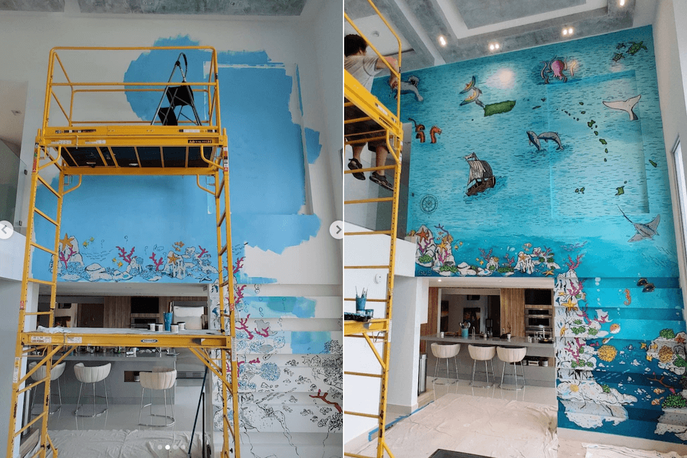 Mural before & after
