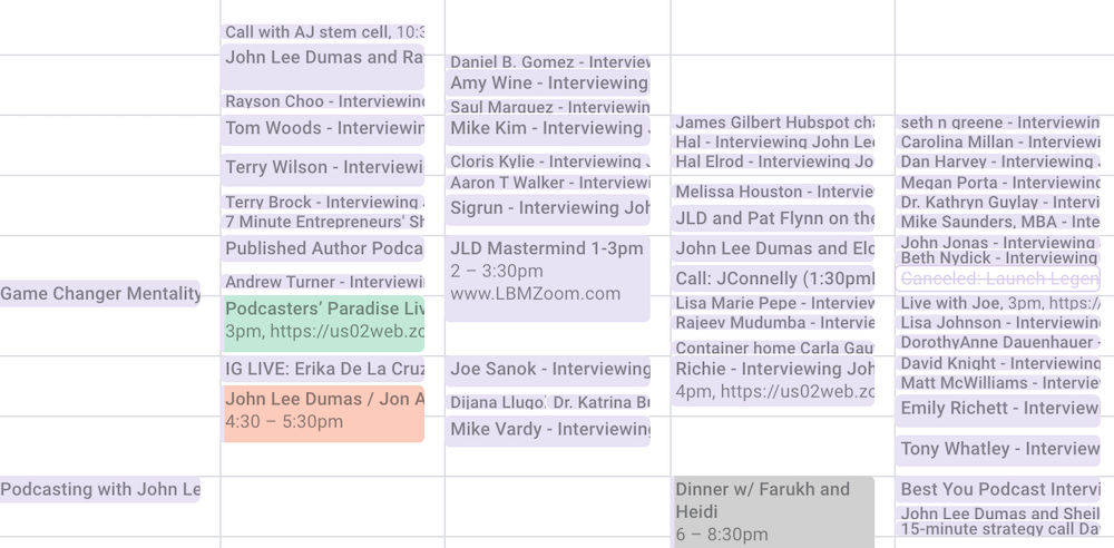 John's schedule