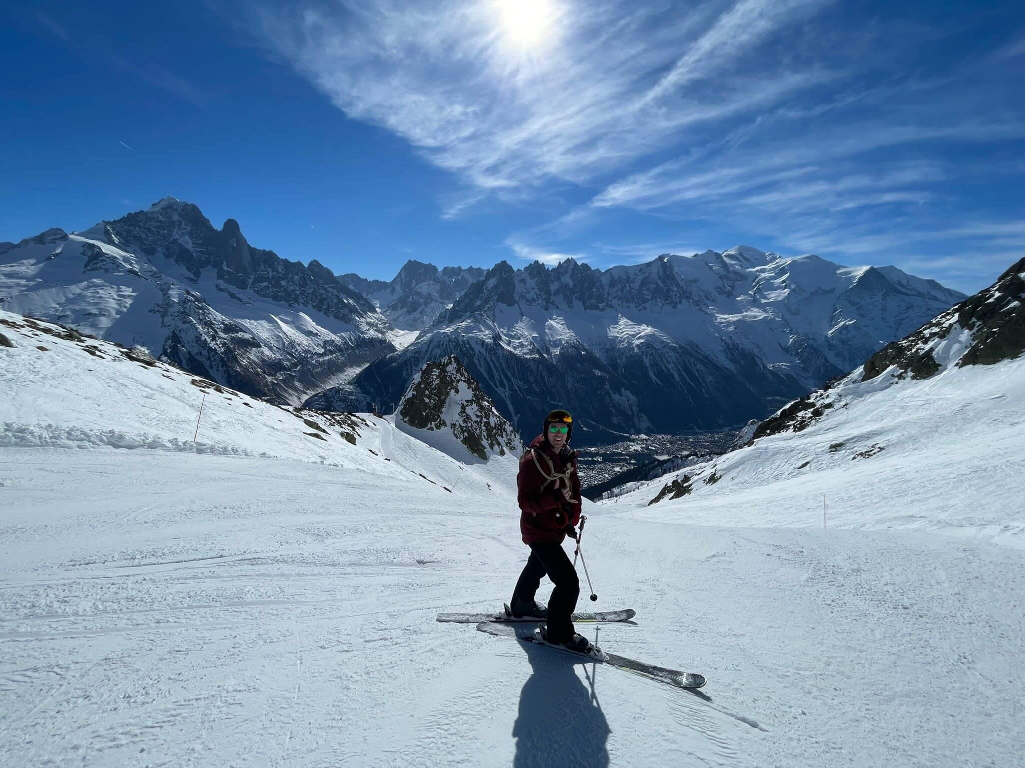 Backdrop of skiing